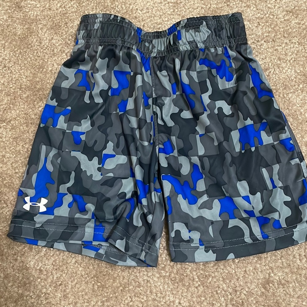 Boys blue gray camo mesh shorts
